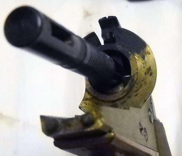 detail, Colt 1851 cylinder hand at half cock